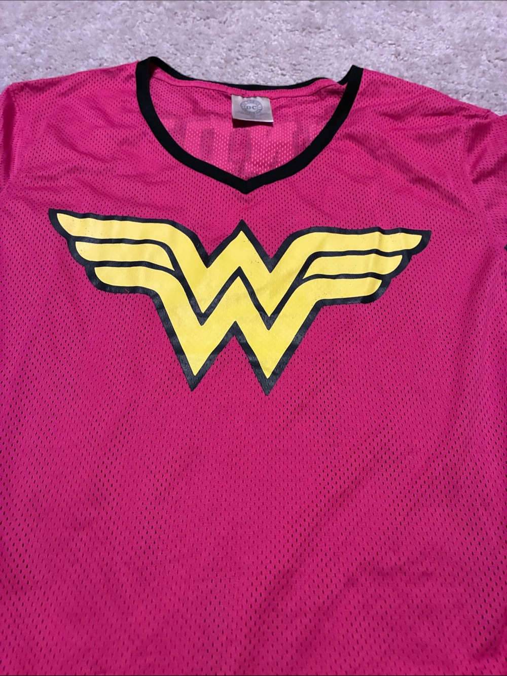 DC Comics Wonder Woman Pink Short Sleeve Tee with Yellow Logo NWOT